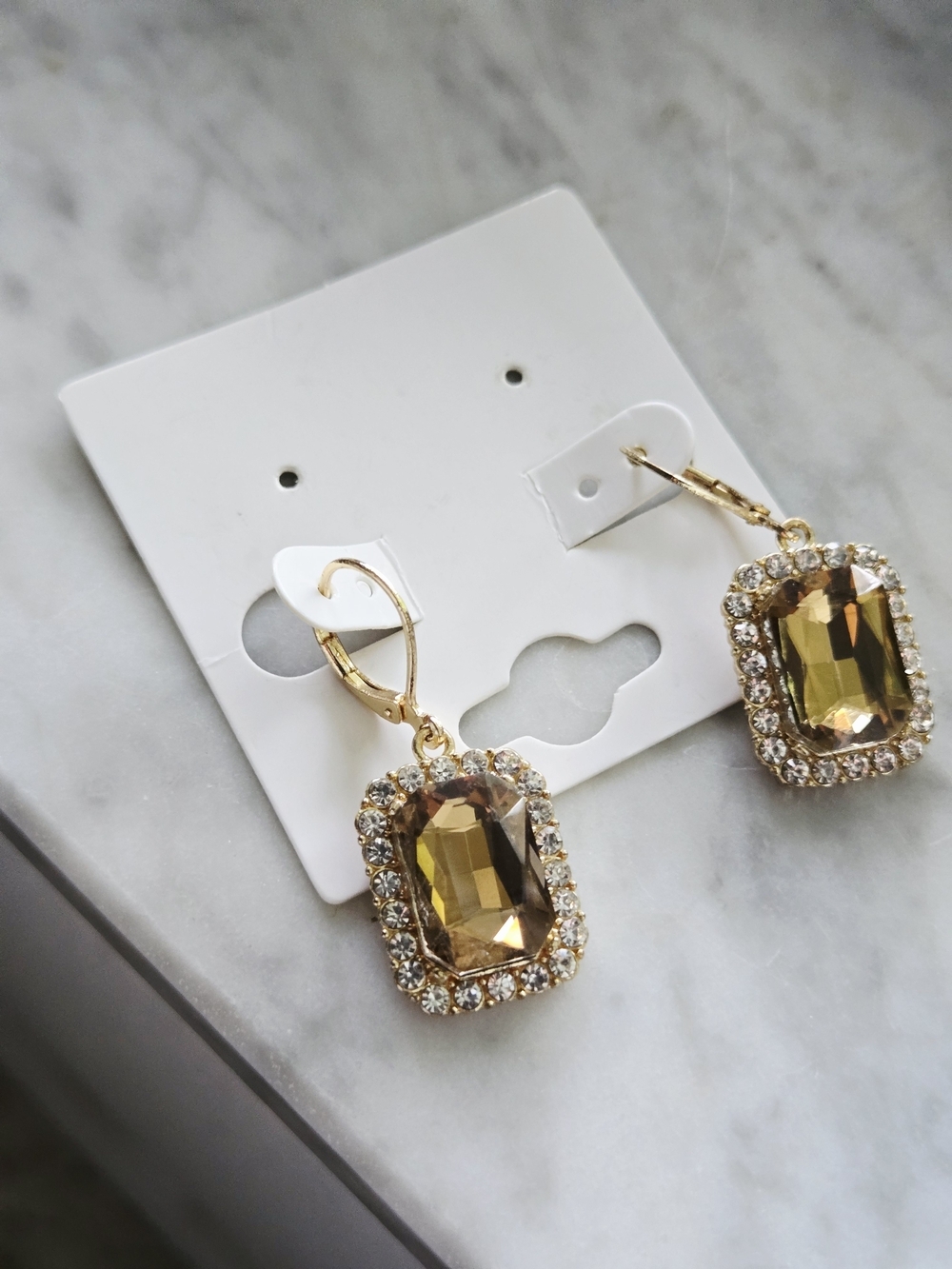Monet Gold-Tone Amber Crystal Drop Earrings